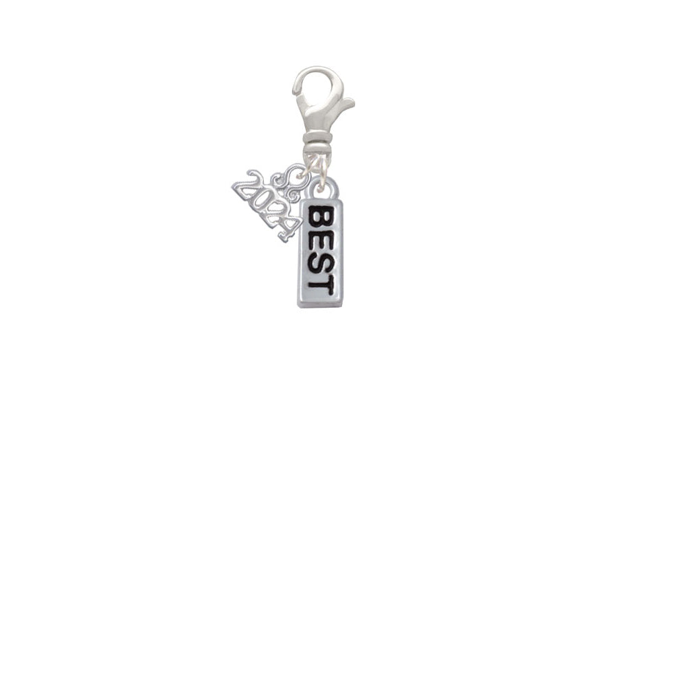Delight Jewelry Silvertone Best Clip on Charm with Year 2024 Image 2