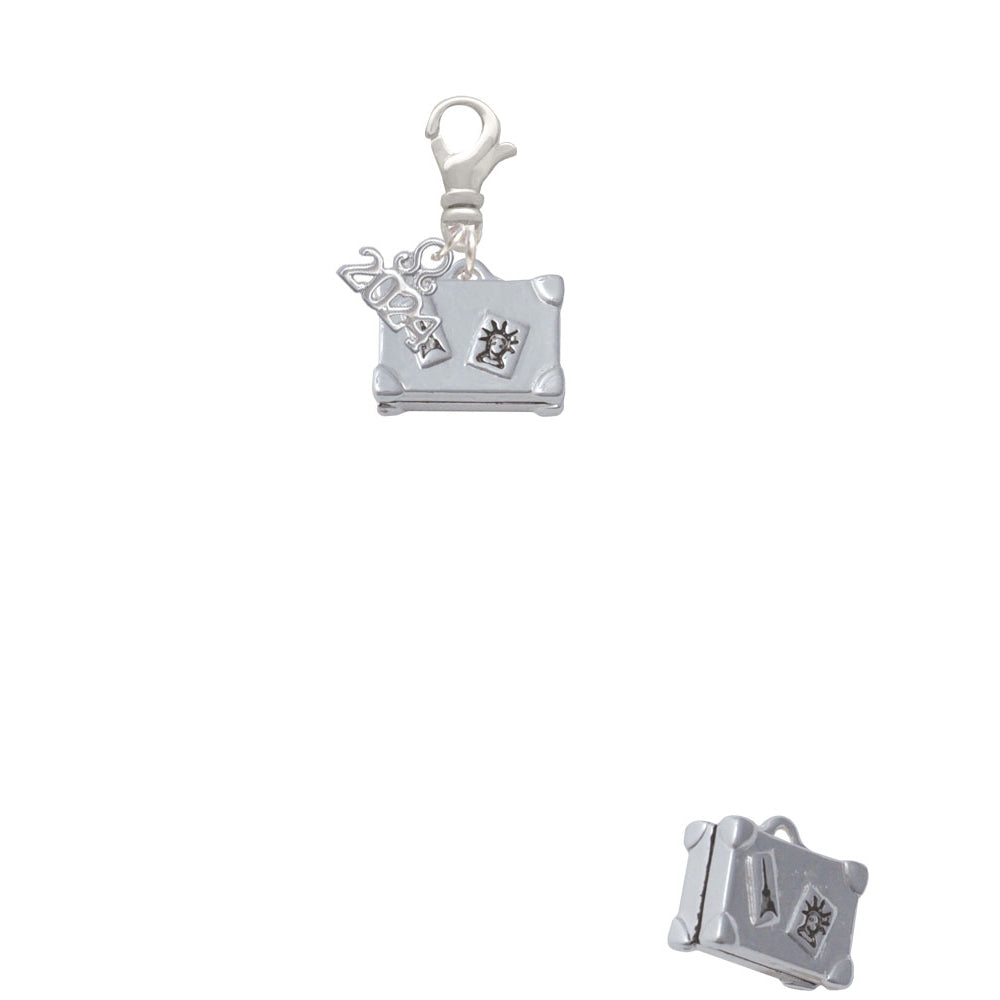 Delight Jewelry Silvertone Suitcase Clip on Charm with Year 2024 Image 2