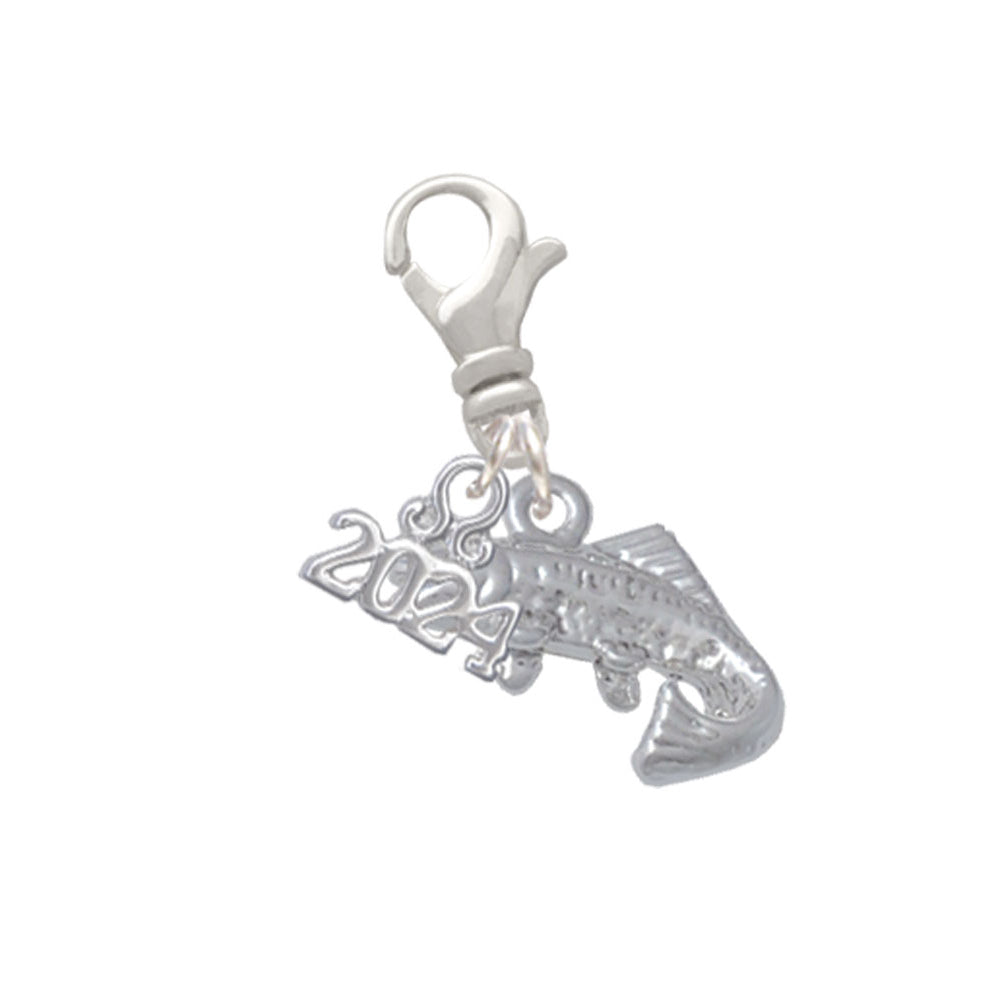 Delight Jewelry Silvertone Jumping Trout Clip on Charm with Year 2024 Image 1