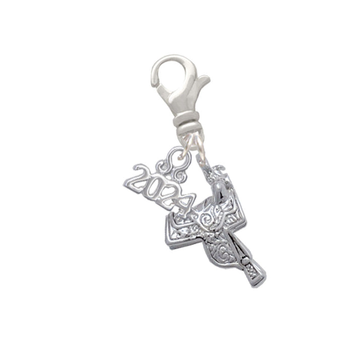 Delight Jewelry Silvertone Western Saddle Clip on Charm with Year 2024 Image 1