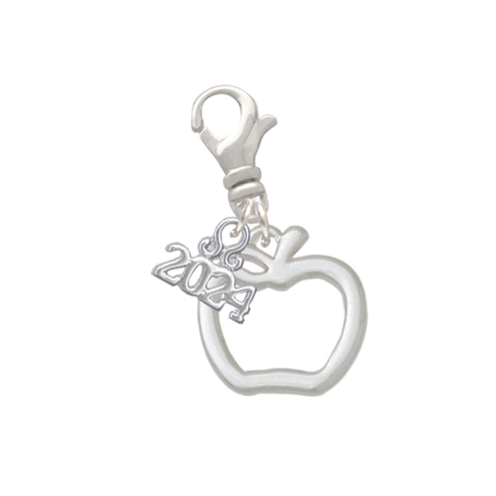 Delight Jewelry Silvertone Apple Outline Clip on Charm with Year 2024 Image 1