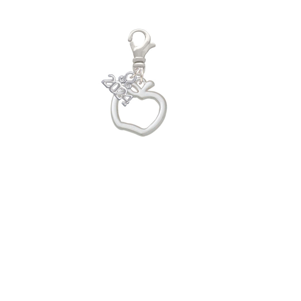 Delight Jewelry Silvertone Apple Outline Clip on Charm with Year 2024 Image 2