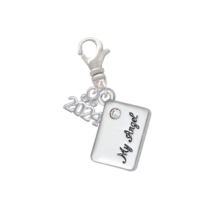 Delight Jewelry Silvertone My Angel Envelope Clip on Charm with Year 2024 Image 1