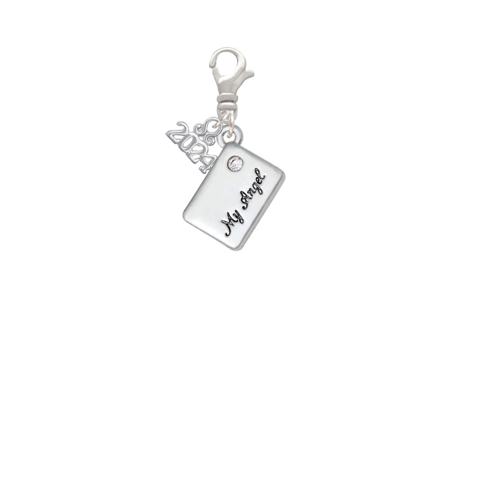 Delight Jewelry Silvertone My Angel Envelope Clip on Charm with Year 2024 Image 2