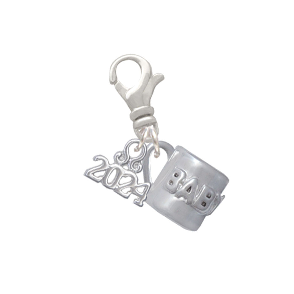 Delight Jewelry Silvertone Baby Cup with Crystal Clip on Charm with Year 2024 Image 1
