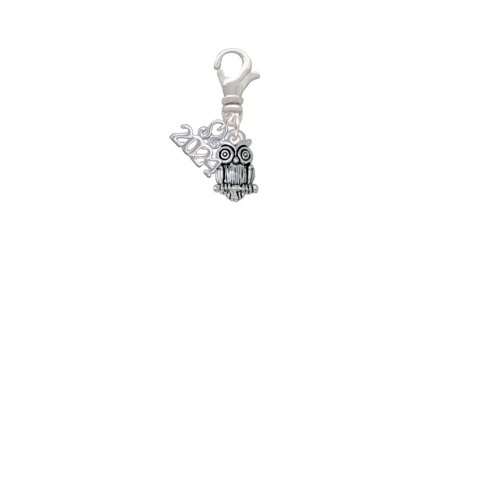 Delight Jewelry Silvertone Mini Owl Clip on Charm with Year 2024 Image 2