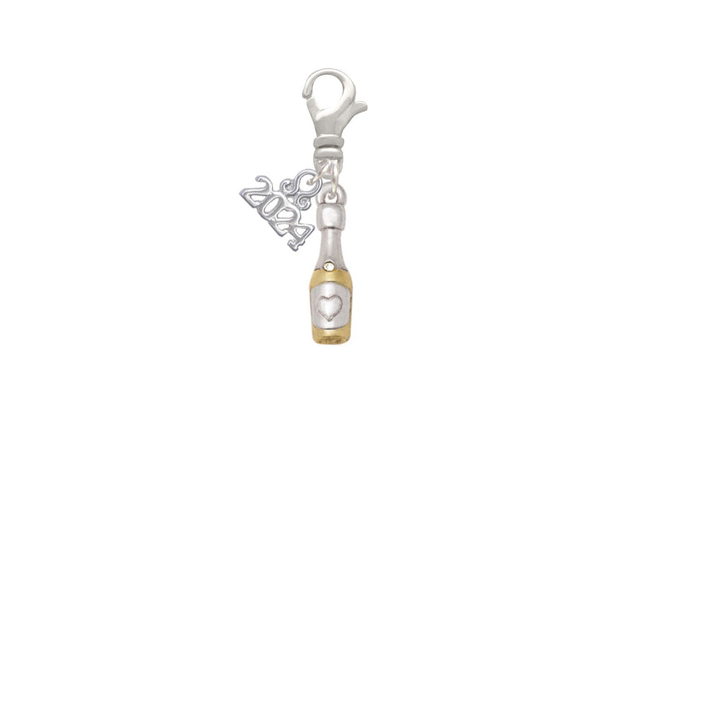 Delight Jewelry Two-tone Champagne Bottle Clip on Charm with Year 2024 Image 2