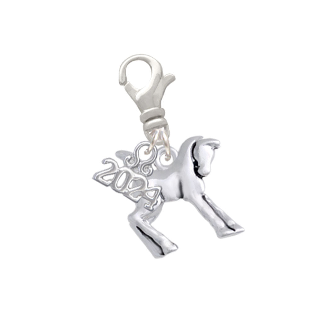 Delight Jewelry Silvertone Equestrian Horse Clip on Charm with Year 2024 Image 1