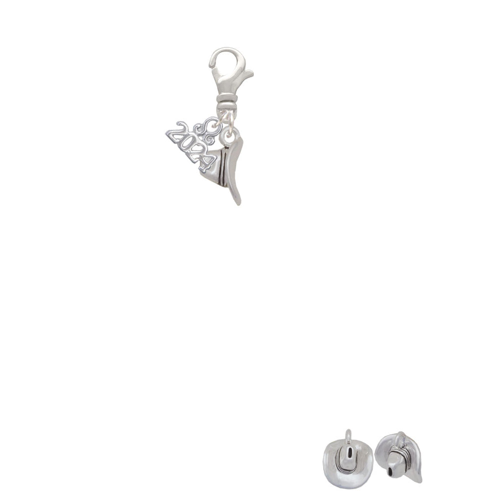 Delight Jewelry Silvertone Cowboy Hat Clip on Charm with Year 2024 Image 2
