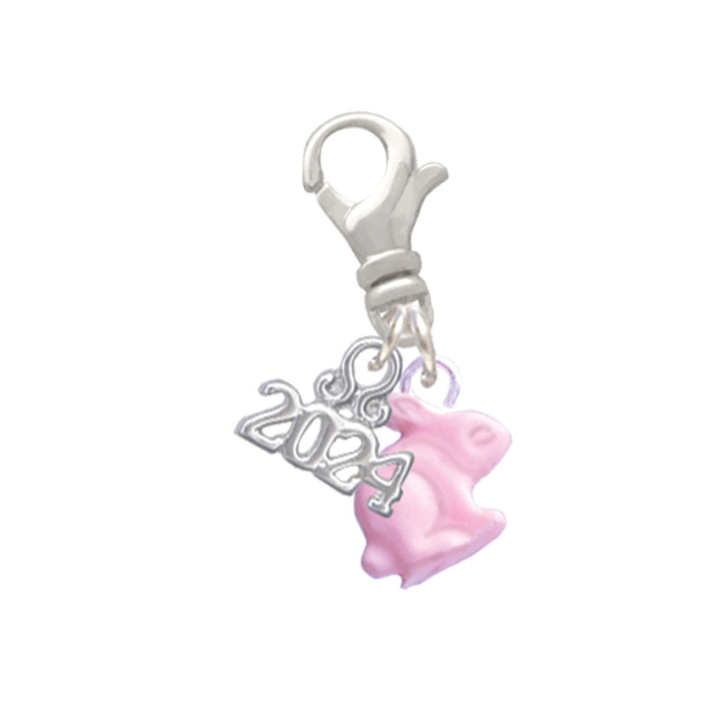 Delight Jewelry Mini Pink Bunny Clip on Charm with Year 2024 Image 1