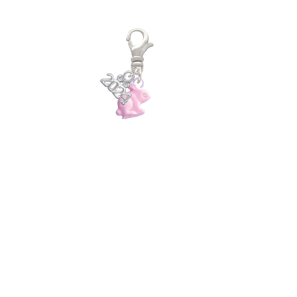Delight Jewelry Mini Pink Bunny Clip on Charm with Year 2024 Image 2