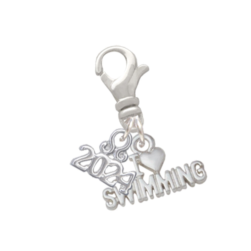 Delight Jewelry I Heart Swimming Clip on Charm with Year 2024 Image 1