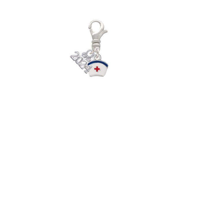 Delight Jewelry Silvertone Mini Nurse Hat Clip on Charm with Year 2024 Image 2