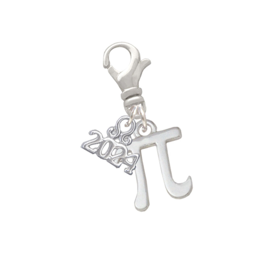 Delight Jewelry Silvertone Medium Pi Clip on Charm with Year 2024 Image 1
