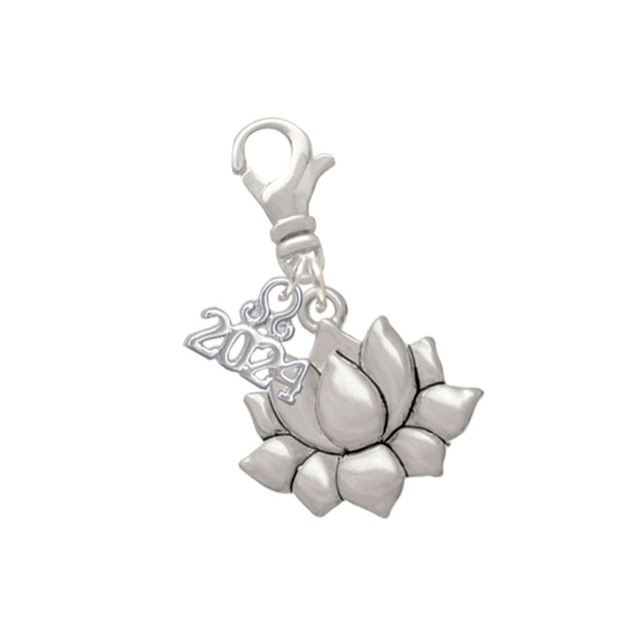 Delight Jewelry Medium Lotus Flower Clip on Charm with Year 2024 Image 1