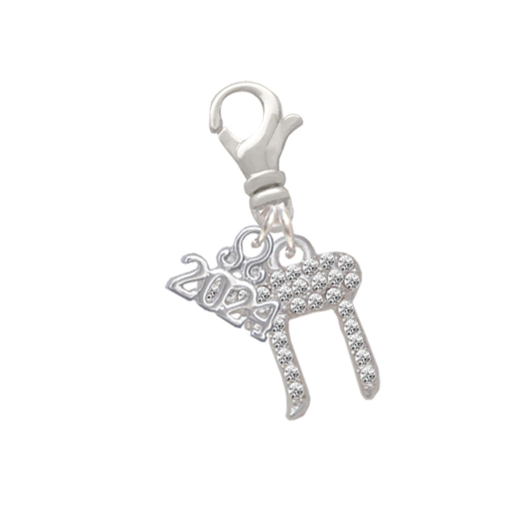Delight Jewelry Silvertone Crystal Chai Clip on Charm with Year 2024 Image 1