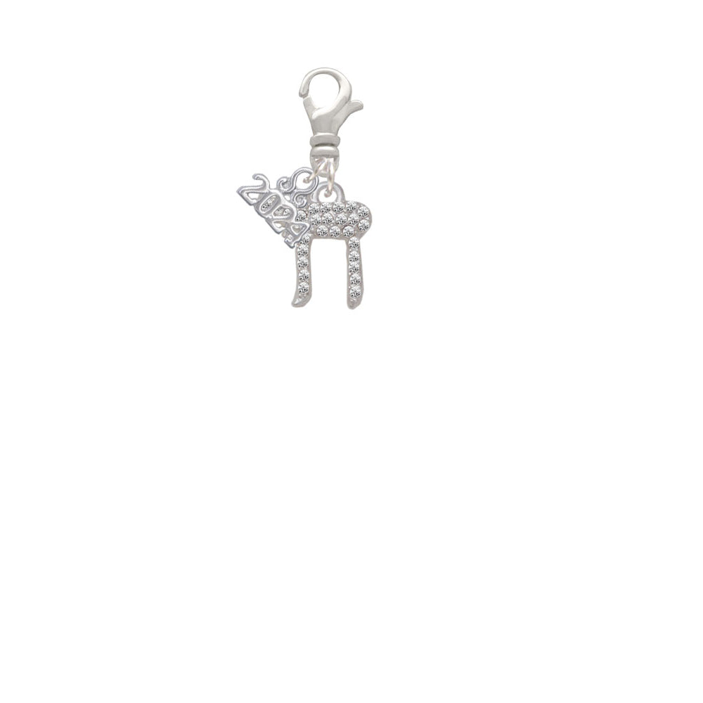 Delight Jewelry Silvertone Crystal Chai Clip on Charm with Year 2024 Image 2