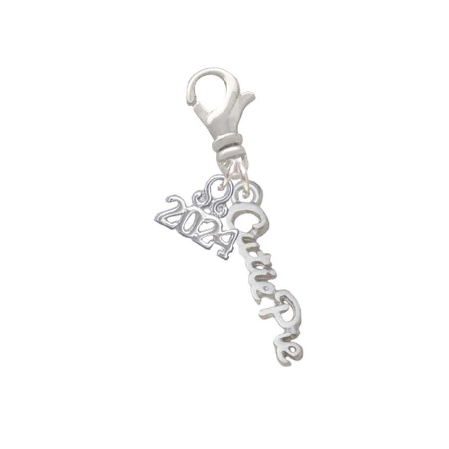 Delight Jewelry Silvertone Small Cutie Pie Script Clip on Charm with Year 2024 Image 1