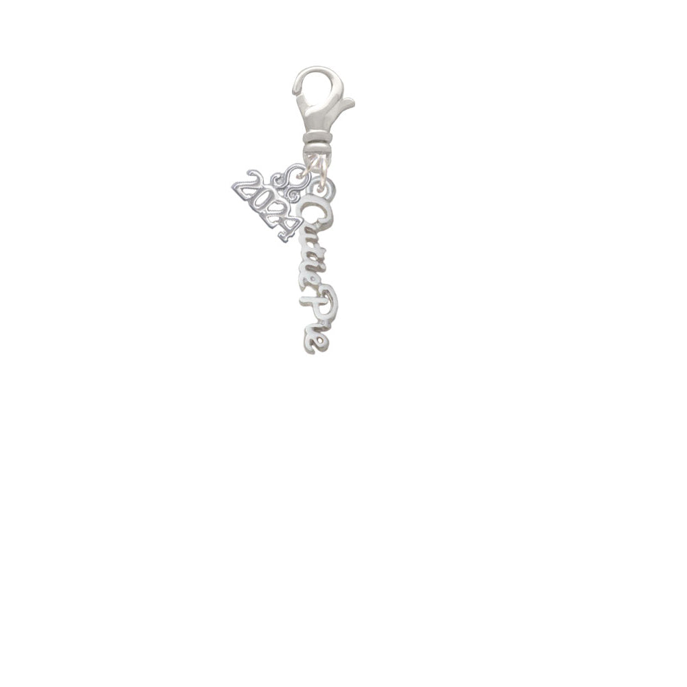 Delight Jewelry Silvertone Small Cutie Pie Script Clip on Charm with Year 2024 Image 2