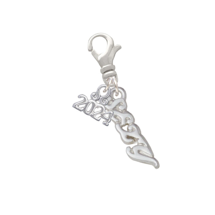 Delight Jewelry Silvertone Small Sexy Script Clip on Charm with Year 2024 Image 1