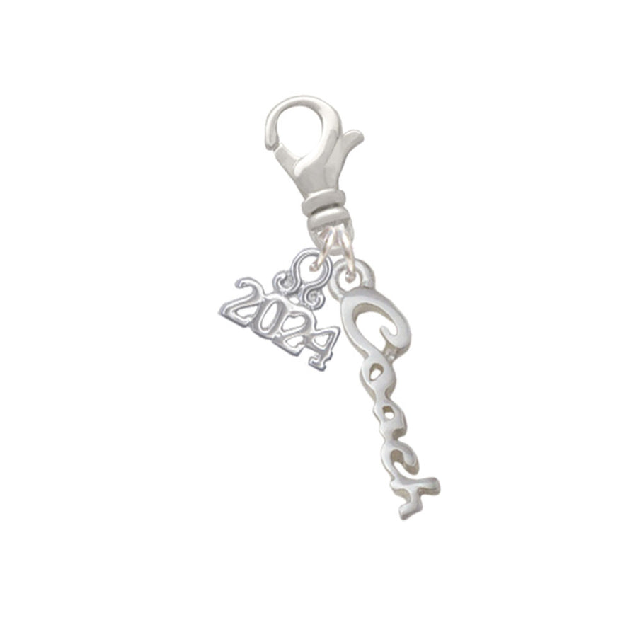 Delight Jewelry Silvertone Small Coach Script Clip on Charm with Year 2024 Image 1