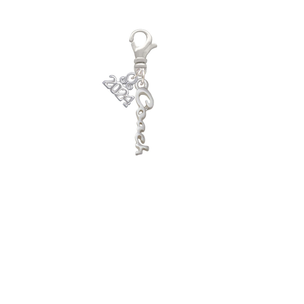 Delight Jewelry Silvertone Small Coach Script Clip on Charm with Year 2024 Image 2
