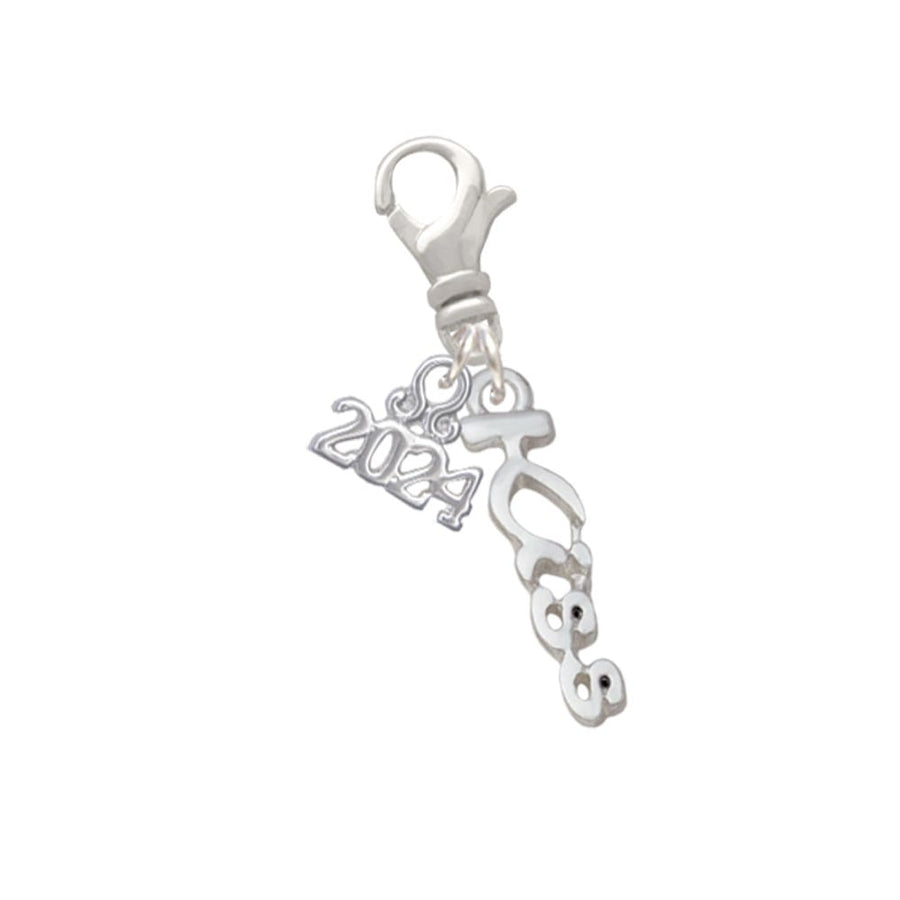 Delight Jewelry Silvertone Small Kiss Script Clip on Charm with Year 2024 Image 1