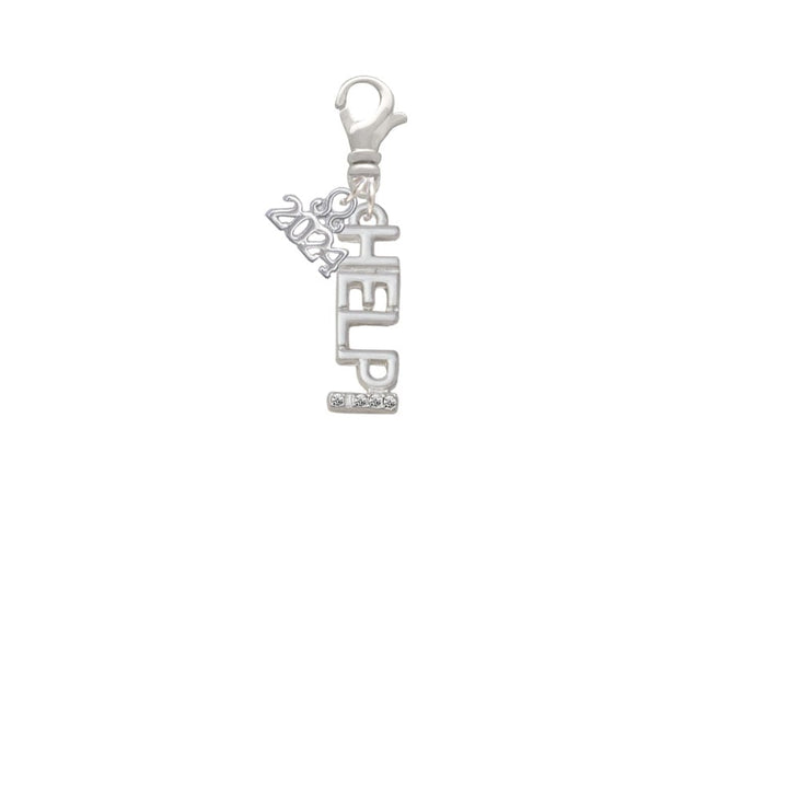 Delight Jewelry Silvertone Small Crystal HELP! Clip on Charm with Year 2024 Image 2