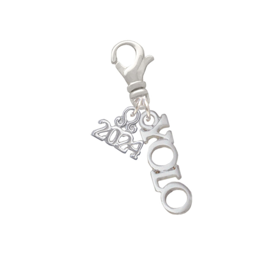 Delight Jewelry Silvertone Small YOLO Clip on Charm with Year 2024 Image 1