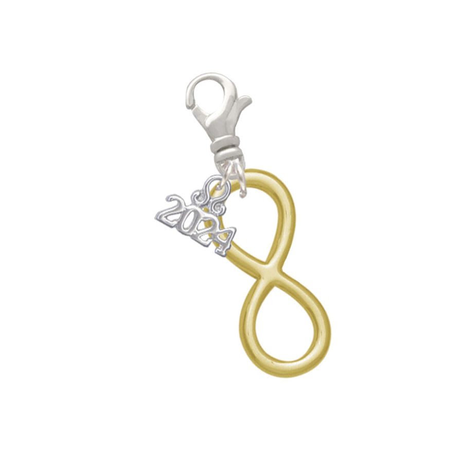 Delight Jewelry Goldtone Large Infinity Sign Clip on Charm with Year 2024 Image 1
