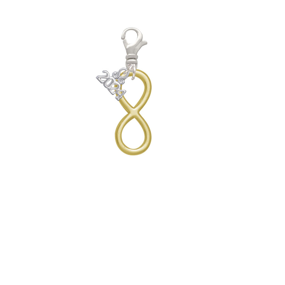 Delight Jewelry Goldtone Large Infinity Sign Clip on Charm with Year 2024 Image 2