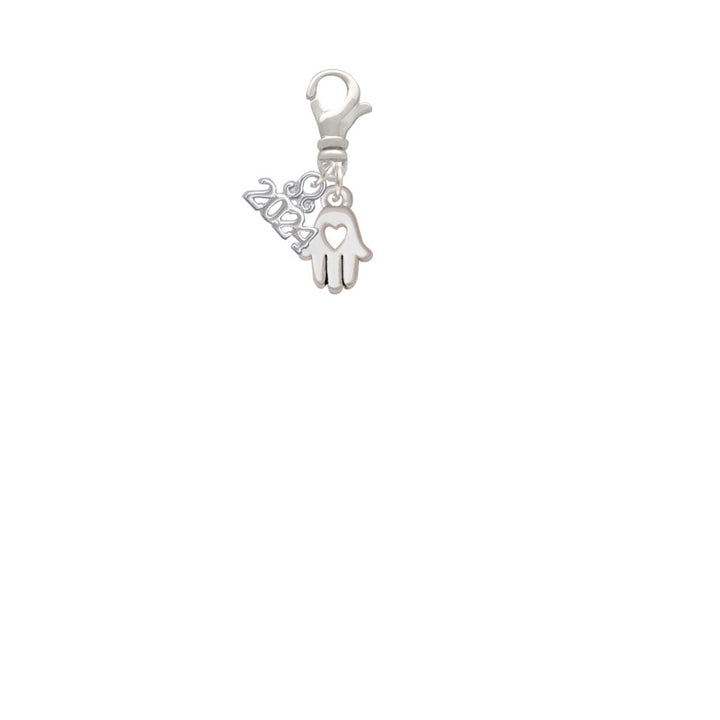 Delight Jewelry Silvertone Small Heart Hamsa Hand Clip on Charm with Year 2024 Image 2