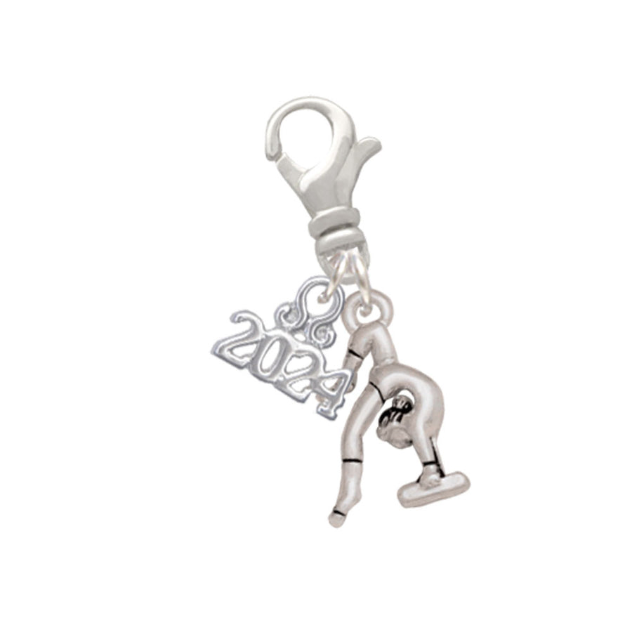 Delight Jewelry Silvertone Small Gymnast Balance Beam Clip on Charm with Year 2024 Image 1