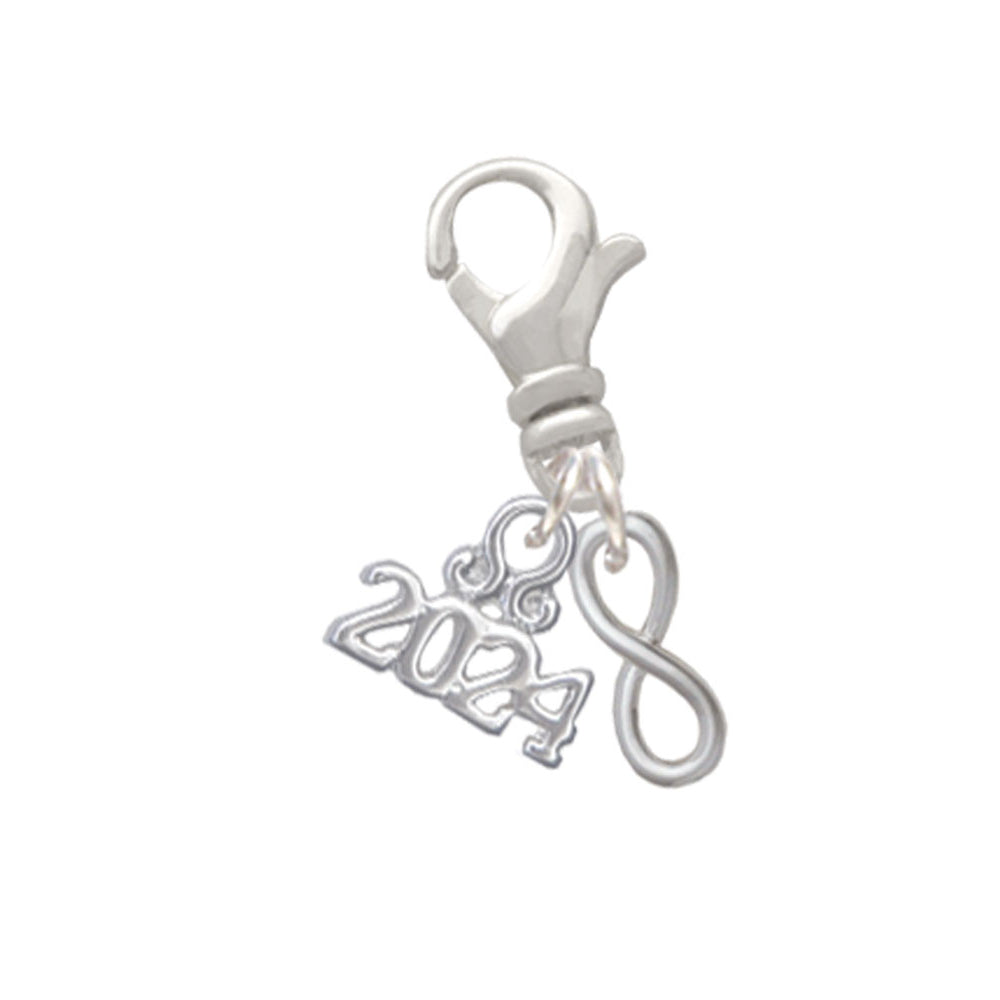 Delight Jewelry Silvertone Mini Infinity Sign Clip on Charm with Year 2024 Image 1