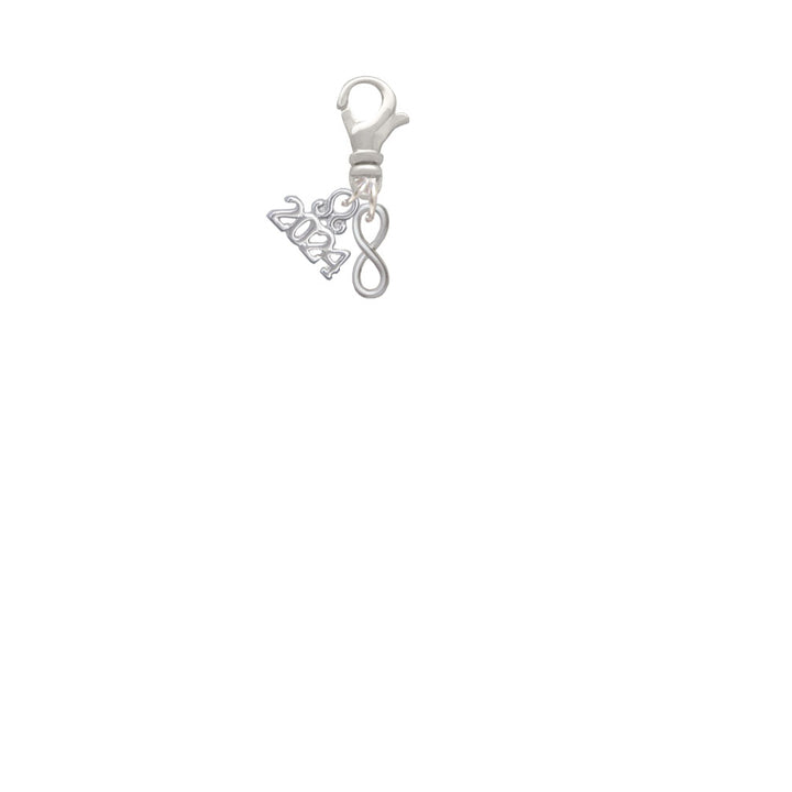 Delight Jewelry Silvertone Mini Infinity Sign Clip on Charm with Year 2024 Image 2