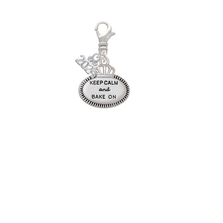 Delight Jewelry Silvertone Keep Calm and Bake On Clip on Charm with Year 2024 Image 2