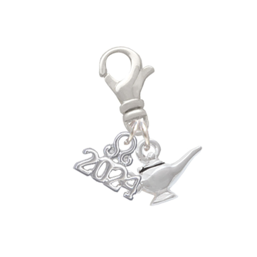 Delight Jewelry Silvertone Aladdins Lamp Clip on Charm with Year 2024 Image 1