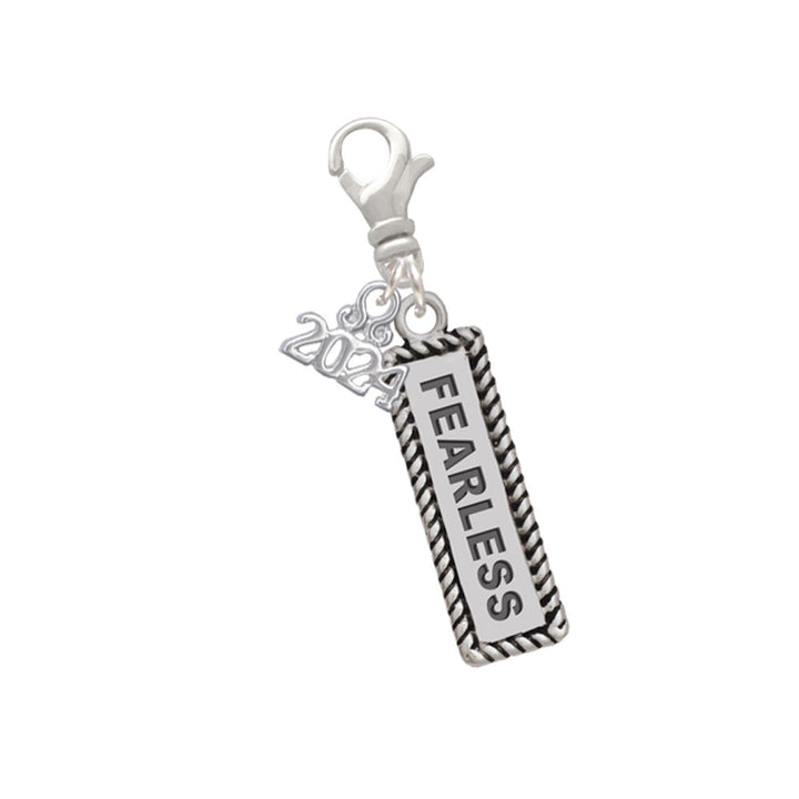 Delight Jewelry Silvertone Fearless Clip on Charm with Year 2024 Image 1