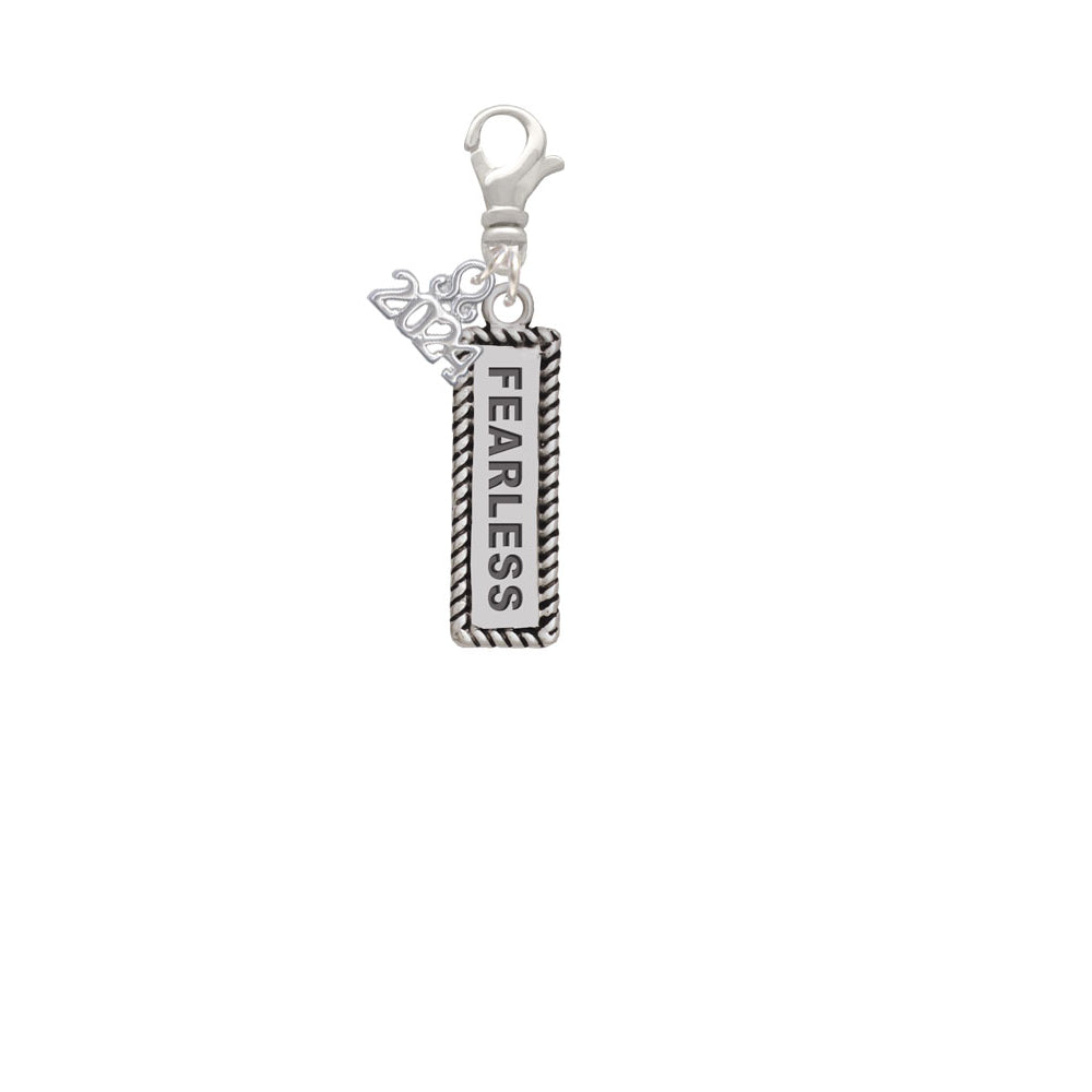 Delight Jewelry Silvertone Fearless Clip on Charm with Year 2024 Image 2