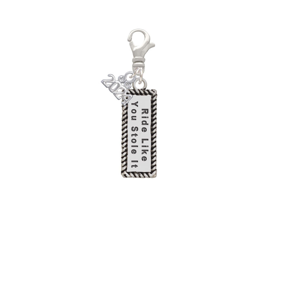 Delight Jewelry Silvertone Ride Like You Stole It Clip on Charm with Year 2024 Image 2