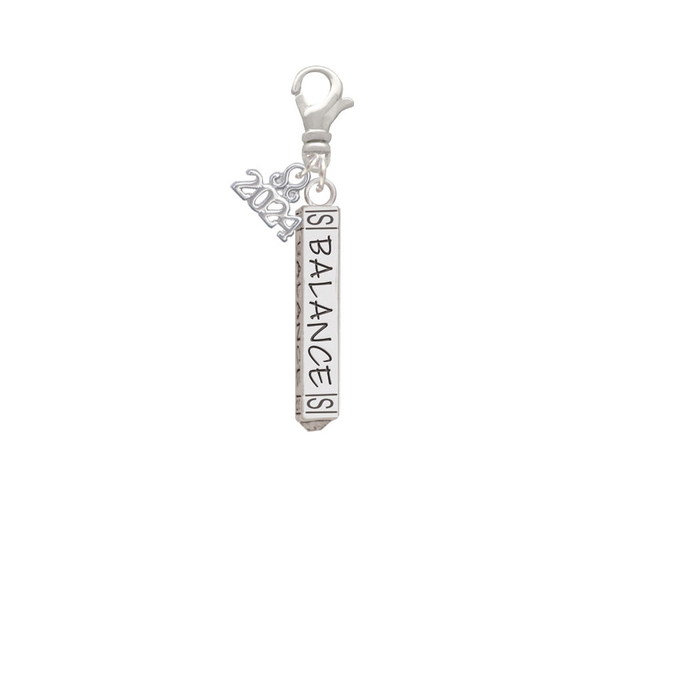 Delight Jewelry Silvertone Balance Bar Clip on Charm with Year 2024 Image 2