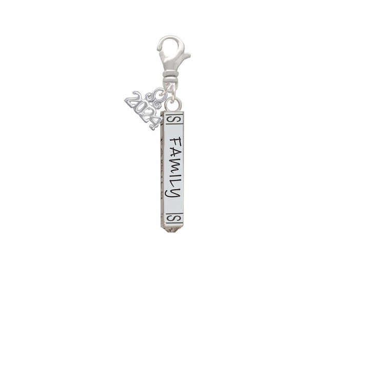 Delight Jewelry Silvertone Family Bar Clip on Charm with Year 2024 Image 2