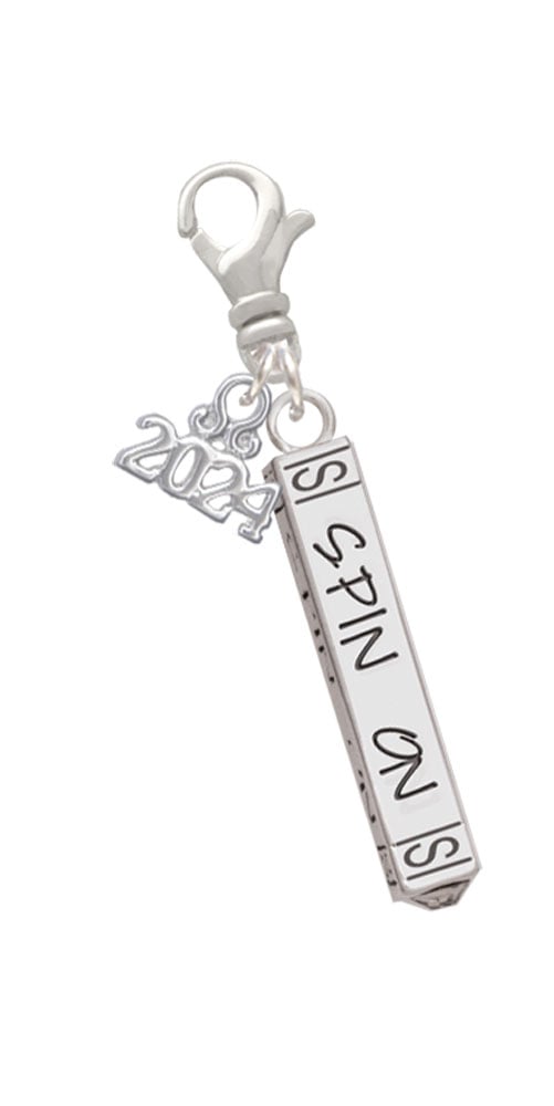 Delight Jewelry Silvertone Spin On Bar Clip on Charm with Year 2024 Image 1
