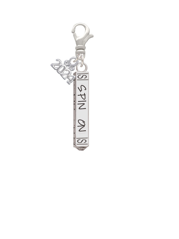 Delight Jewelry Silvertone Spin On Bar Clip on Charm with Year 2024 Image 2