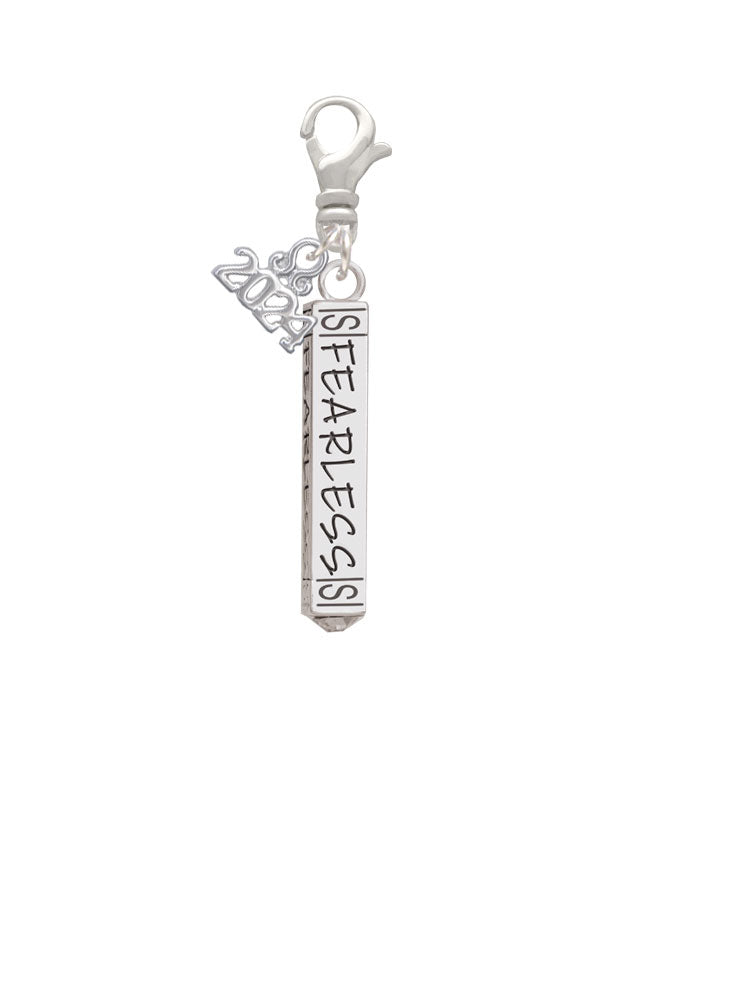 Delight Jewelry Silvertone Fearless Bar Clip on Charm with Year 2024 Image 1