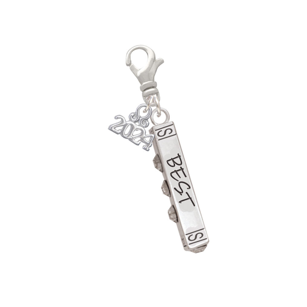 Delight Jewelry Silvertone Best Friends Forever Bar Clip on Charm with Year 2024 Image 1