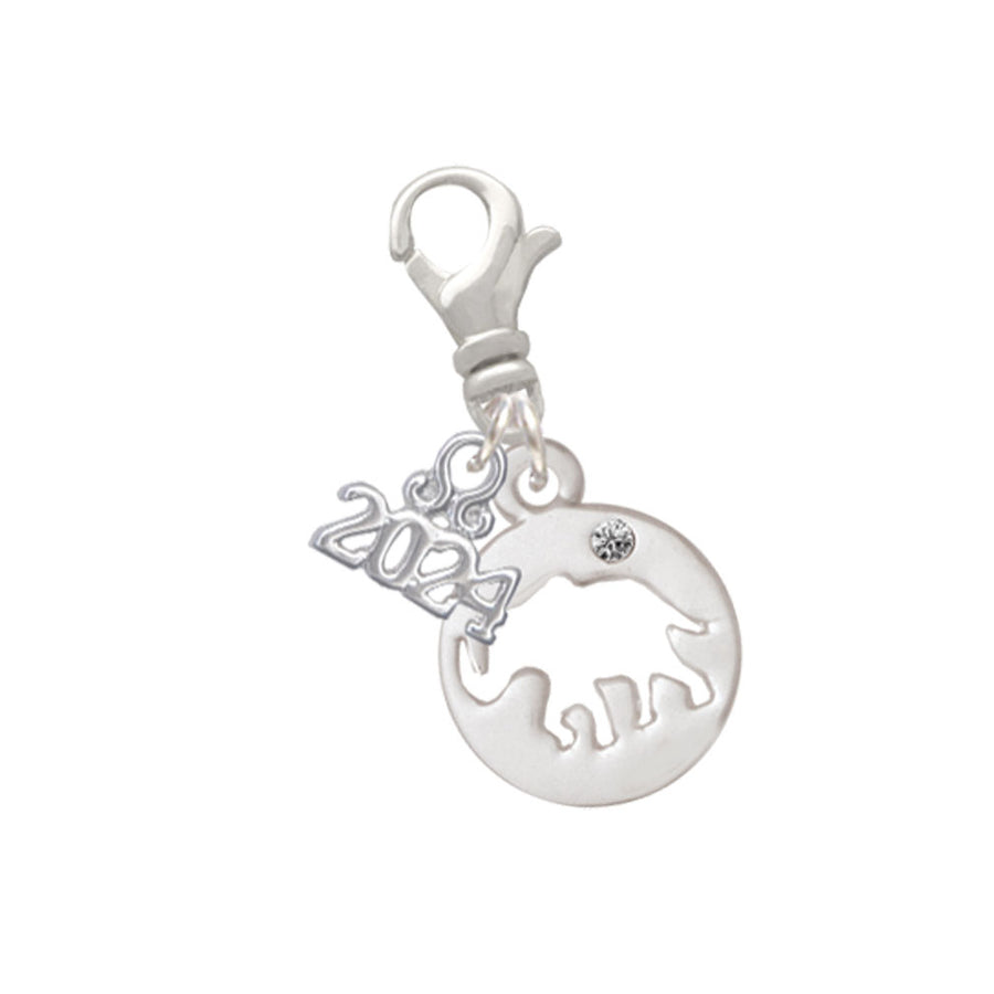 Delight Jewelry Silvertone Elephant Silhouette Clip on Charm with Year 2024 Image 1
