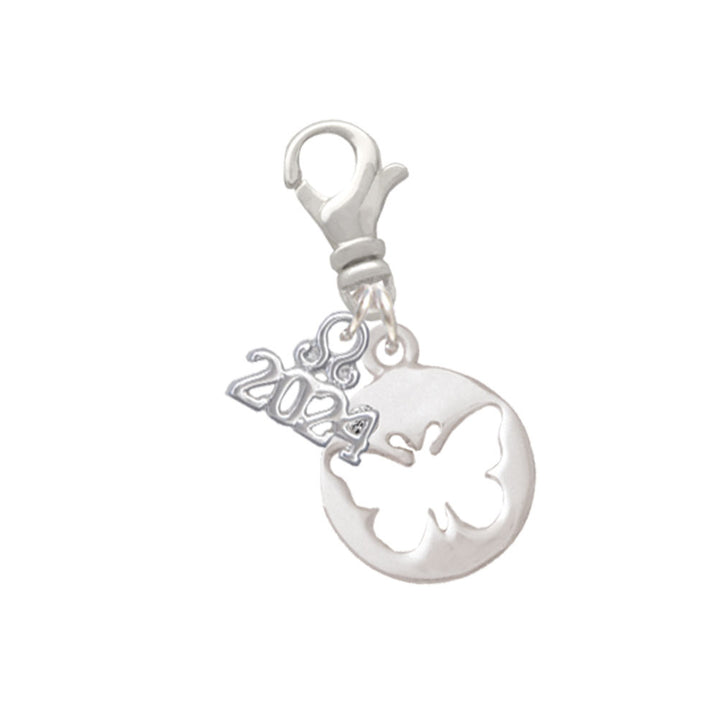 Delight Jewelry Silvertone Butterfly Silhouette Clip on Charm with Year 2024 Image 1