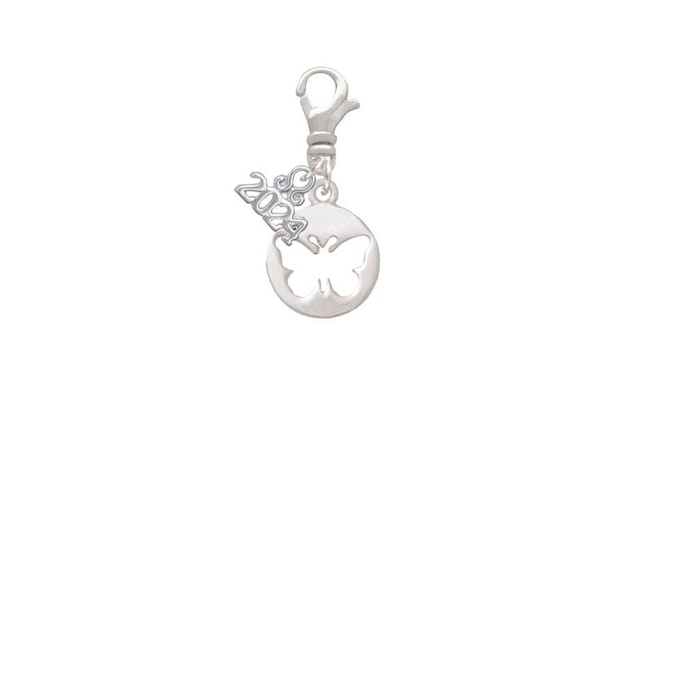 Delight Jewelry Silvertone Butterfly Silhouette Clip on Charm with Year 2024 Image 2