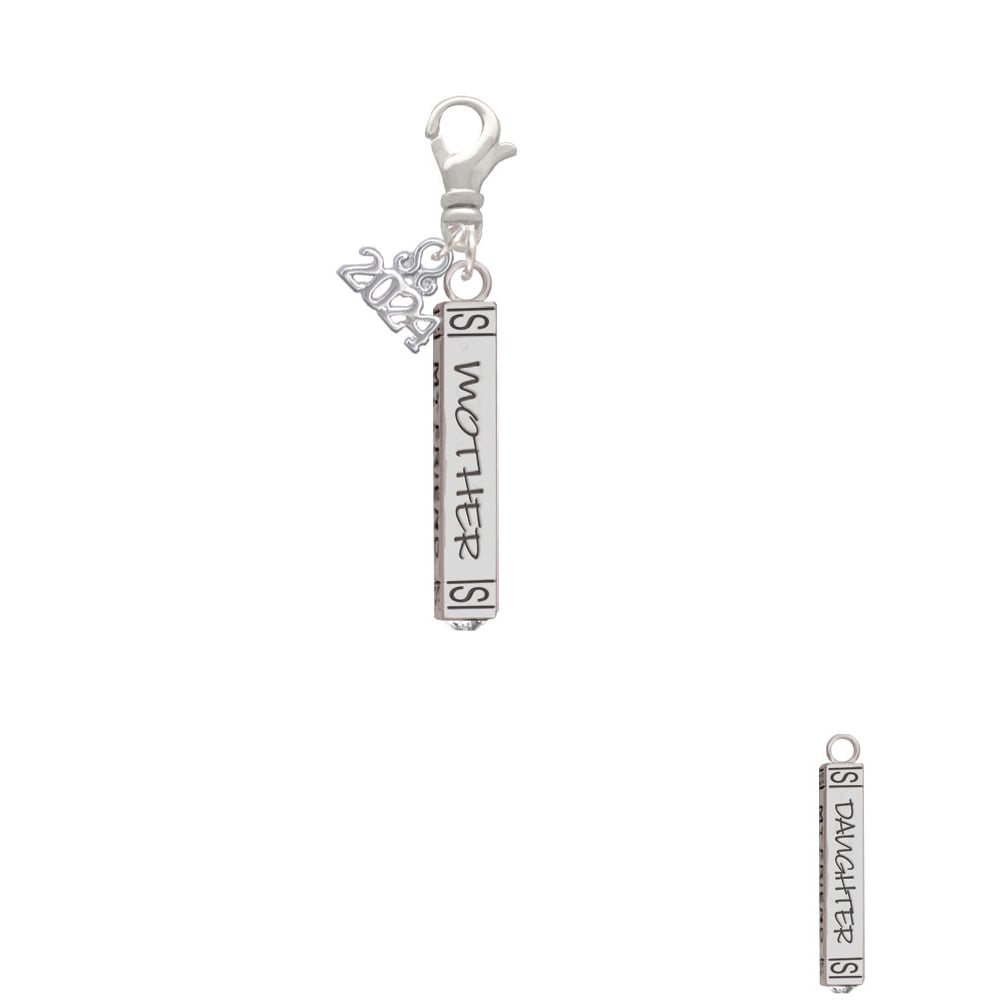 Delight Jewelry Silvertone Mother Daughter Friends Forever Bar Clip on Charm with Year 2024 Image 1